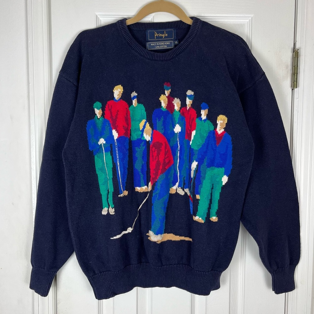 Pringle Vintage Men’s Golf Scene Sweater Sz XL Preppy 90’s